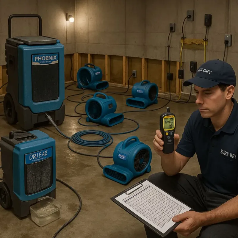 Structural Drying and Dehumidification process in Washburn, IL